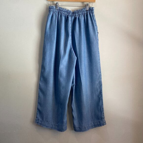 American Eagle | Elastic Waist High Rise Wide Leg Cropped Pants | Size 4 Women's - Picture 4 of 10